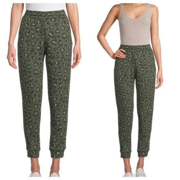 Secret Treasures Women's Cuffed Leopard Print Army Green Sleep Pants Size Large - Picture 1 of 6